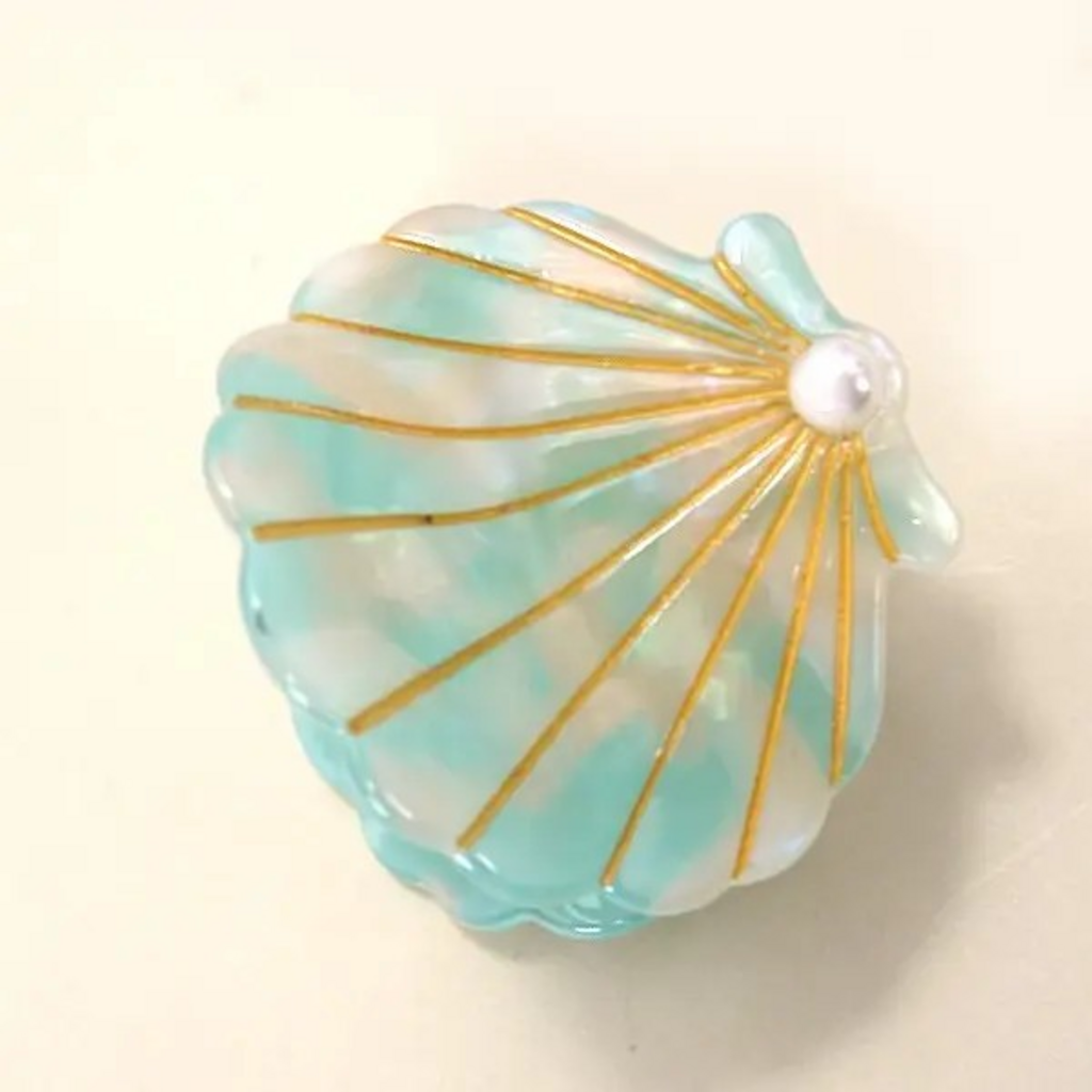 small mint beach seashell hair claw