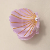 small lilac beach seashell hair claw