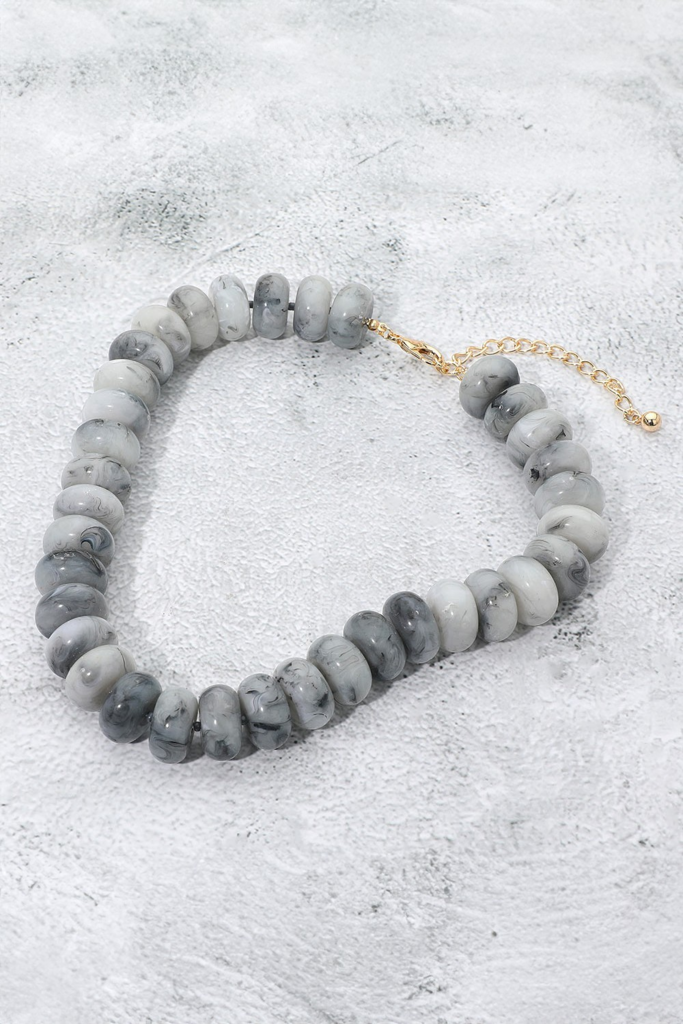 gray marbled chunky resin disc statement necklace