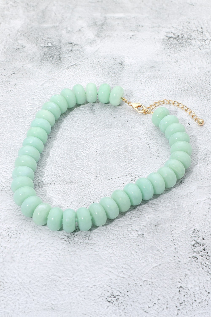 mint marbled chunky resin disc statement necklace