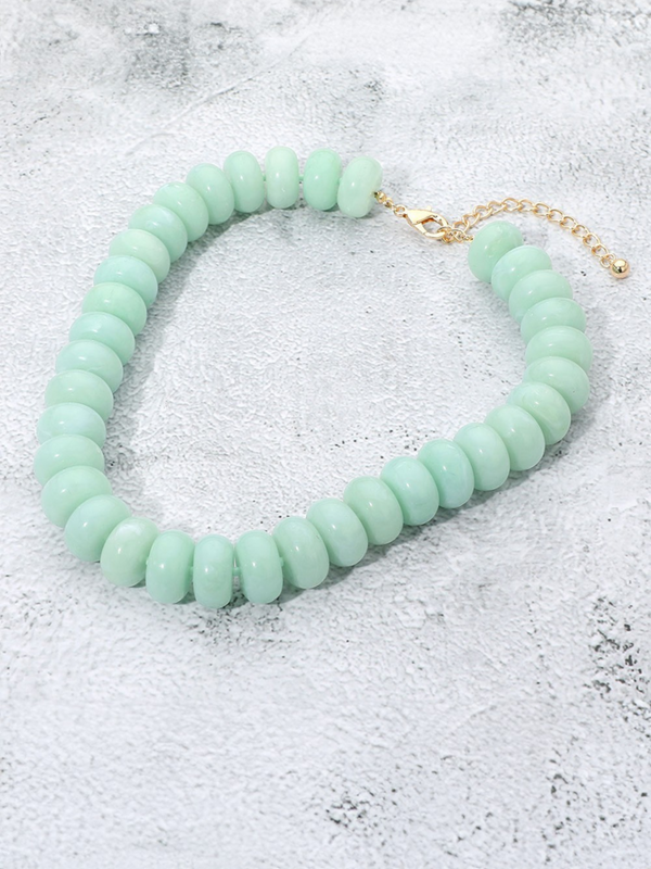 mint marbled chunky resin disc statement necklace