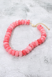 pink marbled chunky resin disc statement necklace