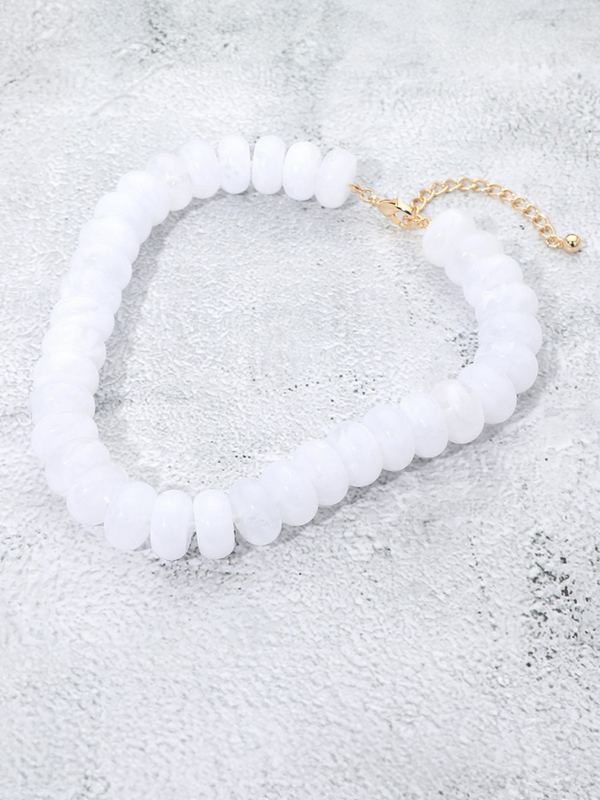 white marbled chunky resin disc statement necklace