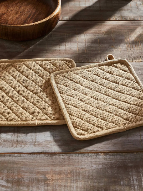 Burlap Natural Pot Holder 8x8