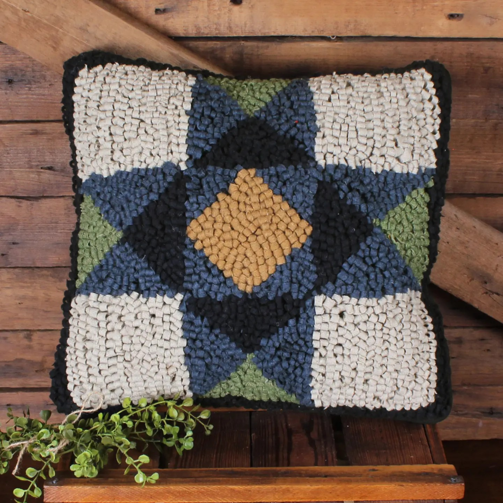 14" blue quilt square pillow