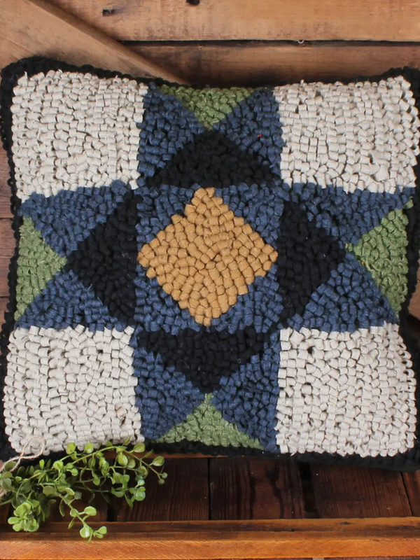 14" blue quilt square pillow
