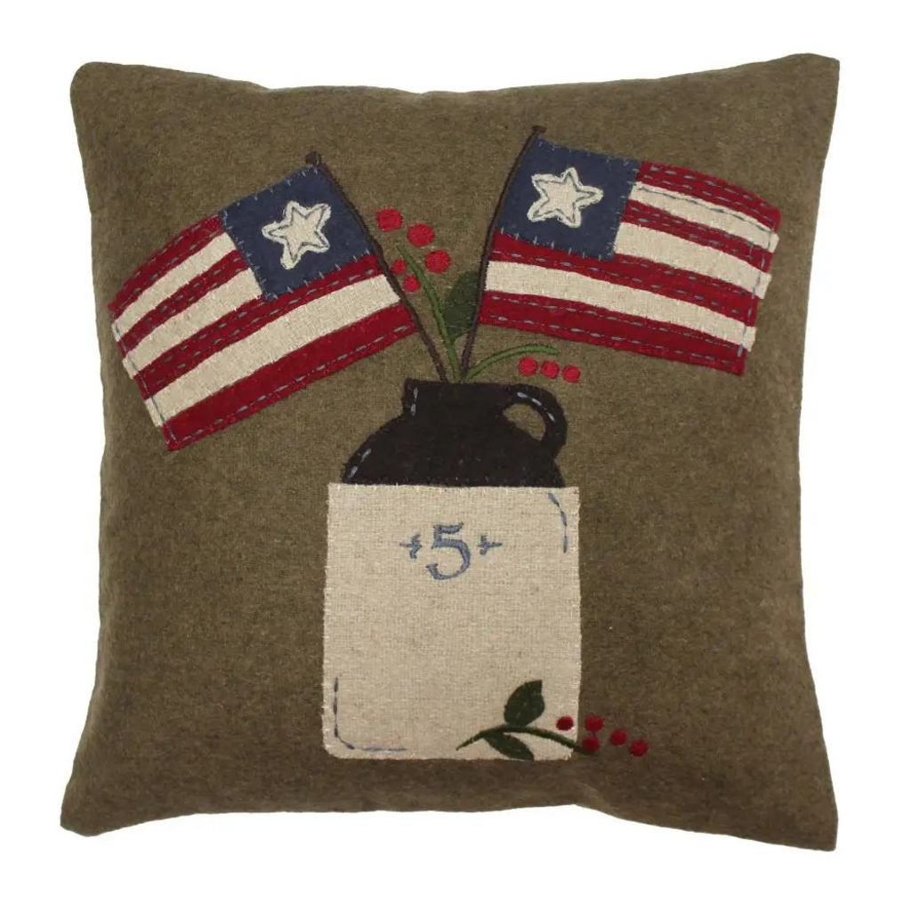flag day wool felt pillow