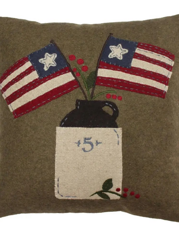 flag day wool felt pillow