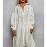 ivory balloon sleeve maxi shirt dress