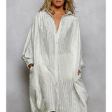 ivory balloon sleeve maxi shirt dress