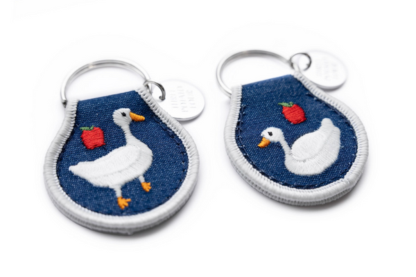 cottage goose patch keychain