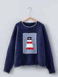 whipstitch trim lighthouse knit sweater