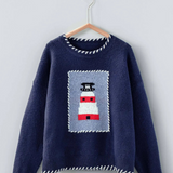 whipstitch trim lighthouse knit sweater