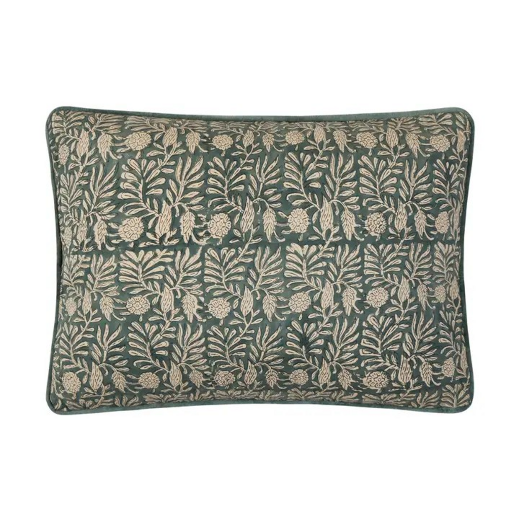block print leaf squares pillow