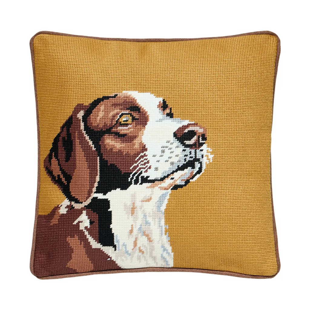 hunting dog embroidered pillow