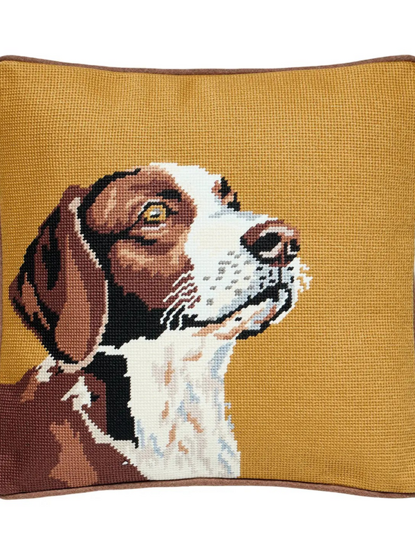 hunting dog embroidered pillow
