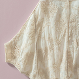 floral embroidered lace button front top