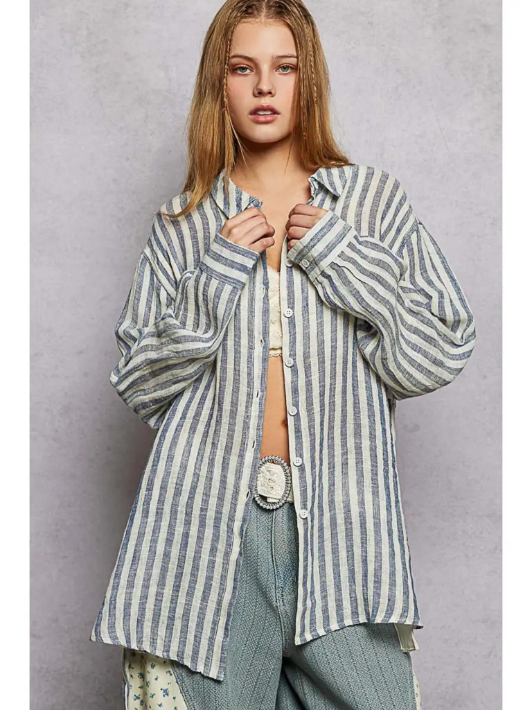 navy stripe roomy fit top