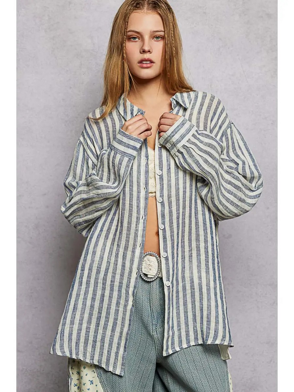 navy stripe roomy fit top