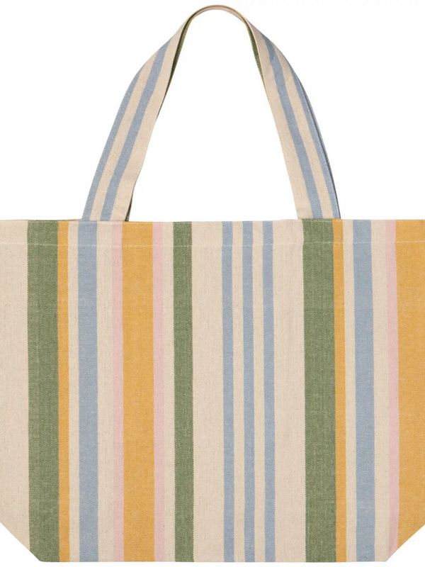 market stripe tote bag