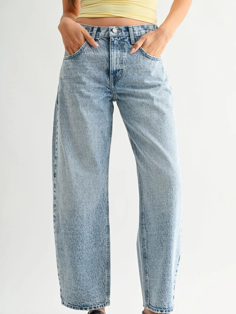 light denim barrel jeans