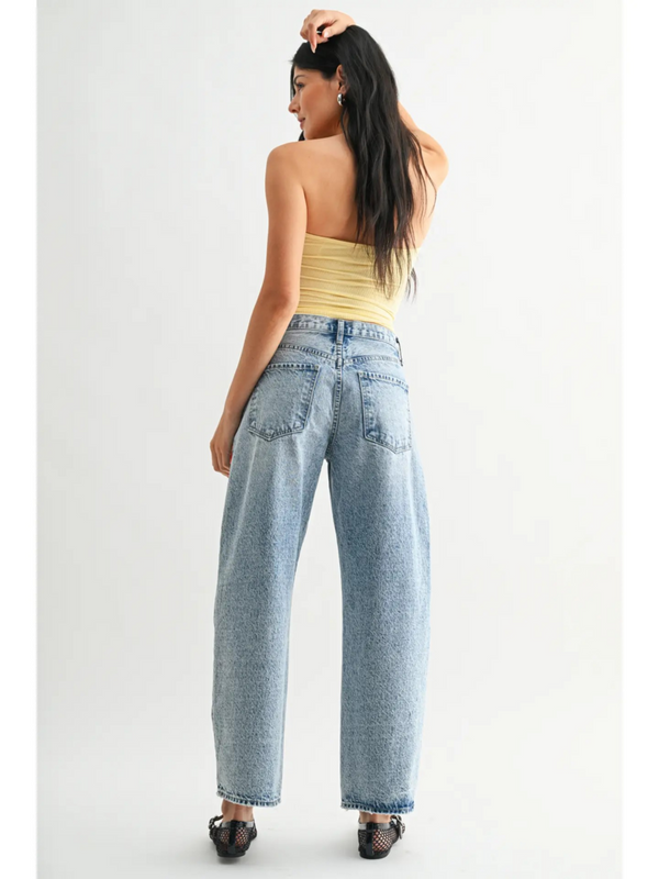 light denim barrel jeans