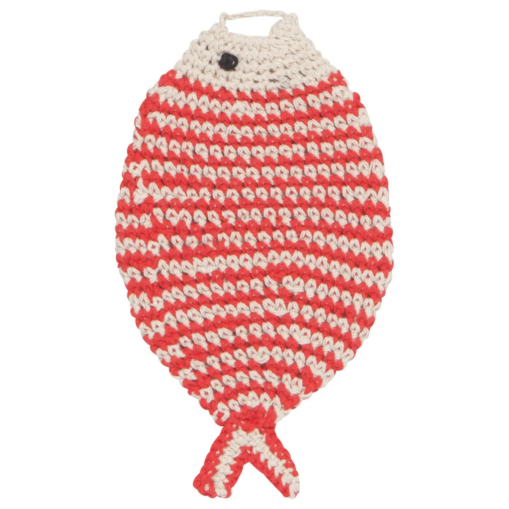 red fish crochet sponge