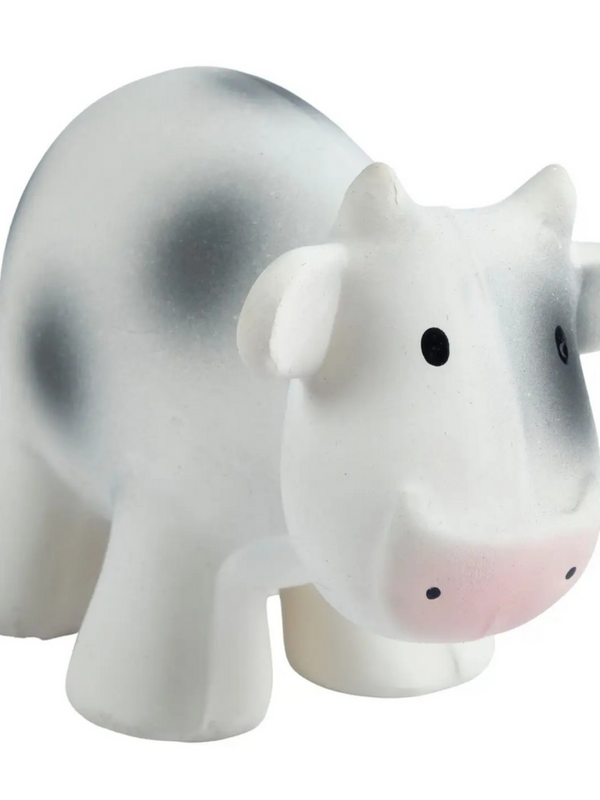Cow Natural Organic Rubber Teether, Rattle & Bath Toy