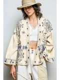 natural embroidered relaxed fit cardigan