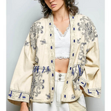 natural embroidered relaxed fit cardigan
