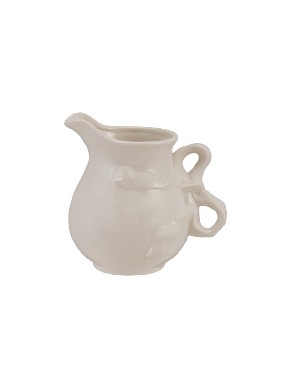 Stoneware Pitcher With Bow Shaped Handle White