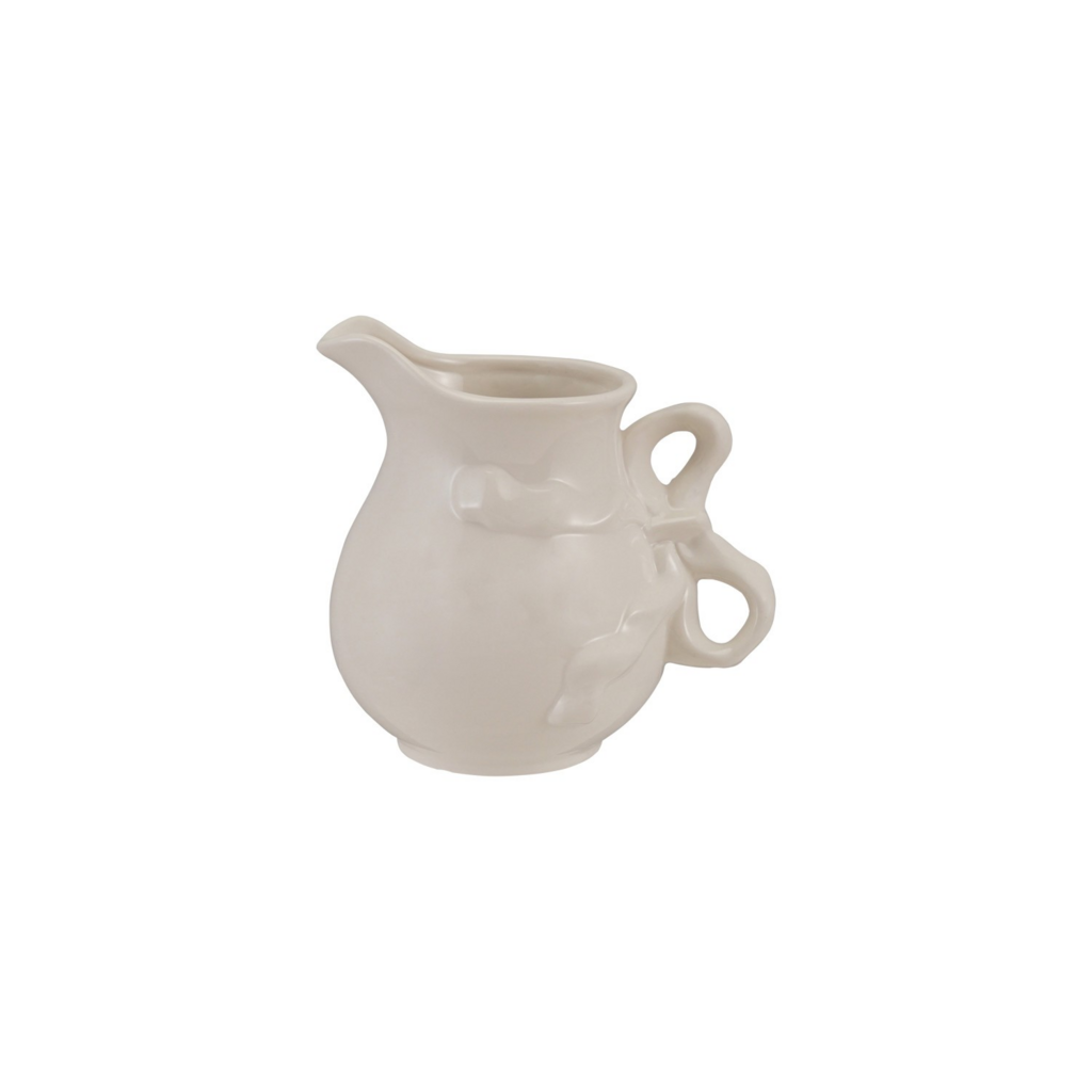 Stoneware Pitcher With Bow Shaped Handle White