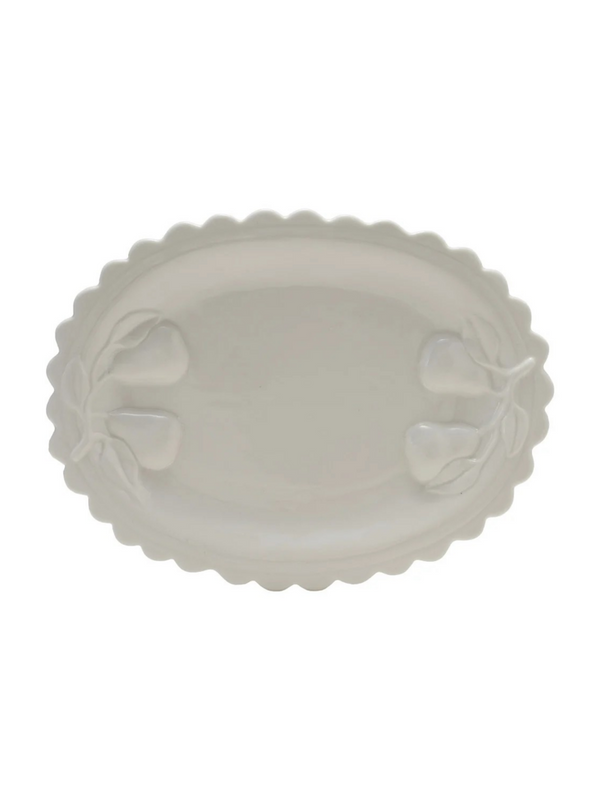 Stoneware Scalloped Platter With Pears
