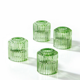 Green Pleated Glass Tea Light Holder