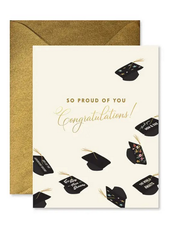 Flying Hats Graduation Greeting Card