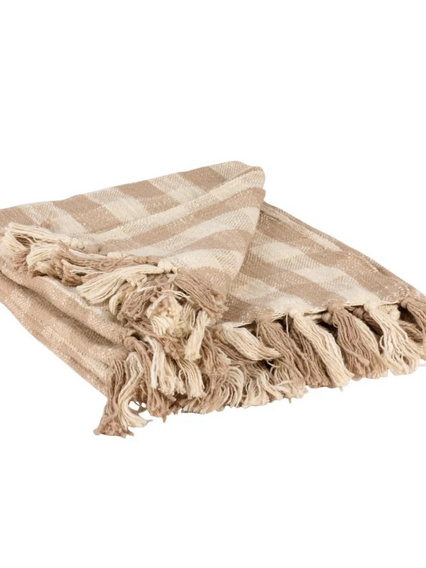 Tan Plaid Throw