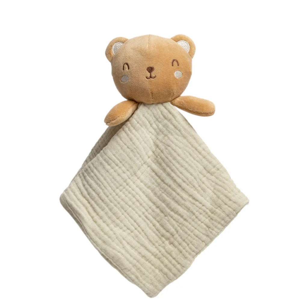 Bear Baby Lovey Snuggle Blanket, Organic Cotton Muslin