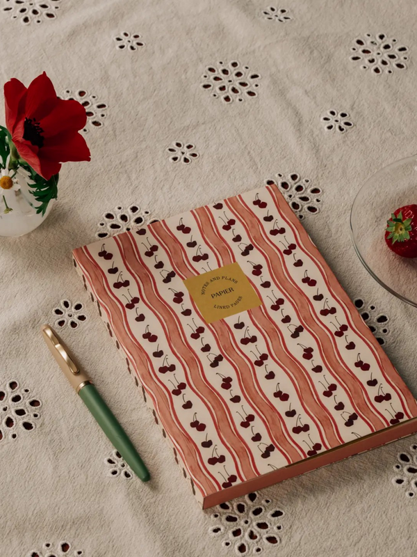 softcover cherry pattern lined notebook