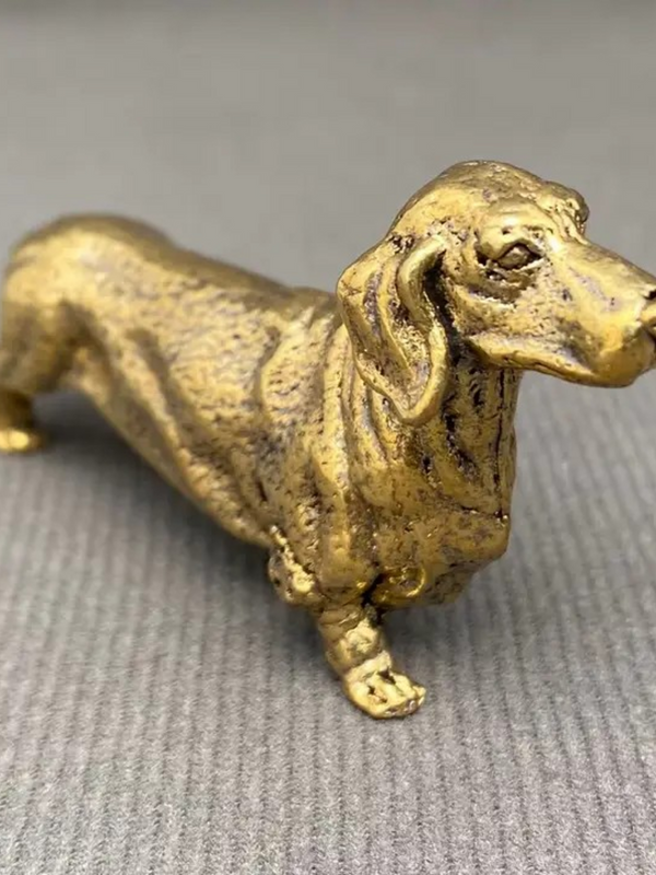brass dachshund desktop decor