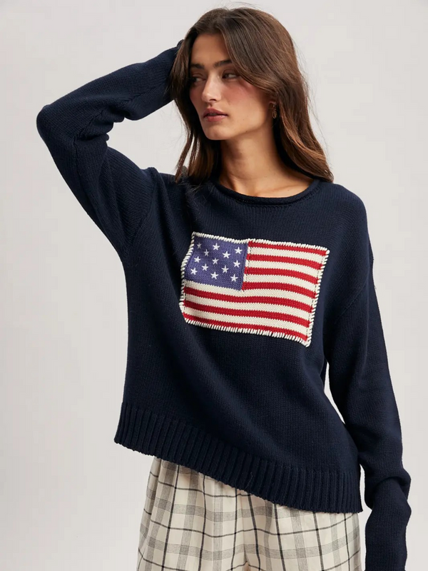 navy American flag sweater