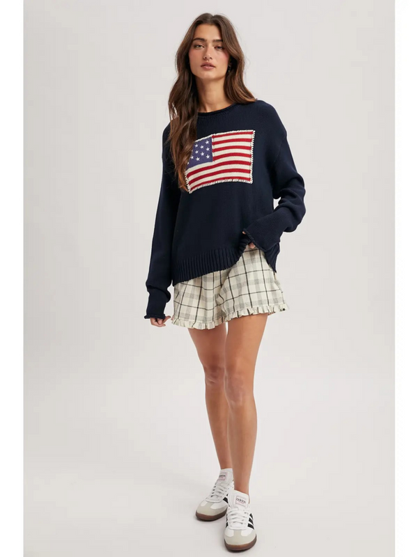 navy American flag sweater