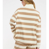 mocha & Cream striped knit top and shorts set