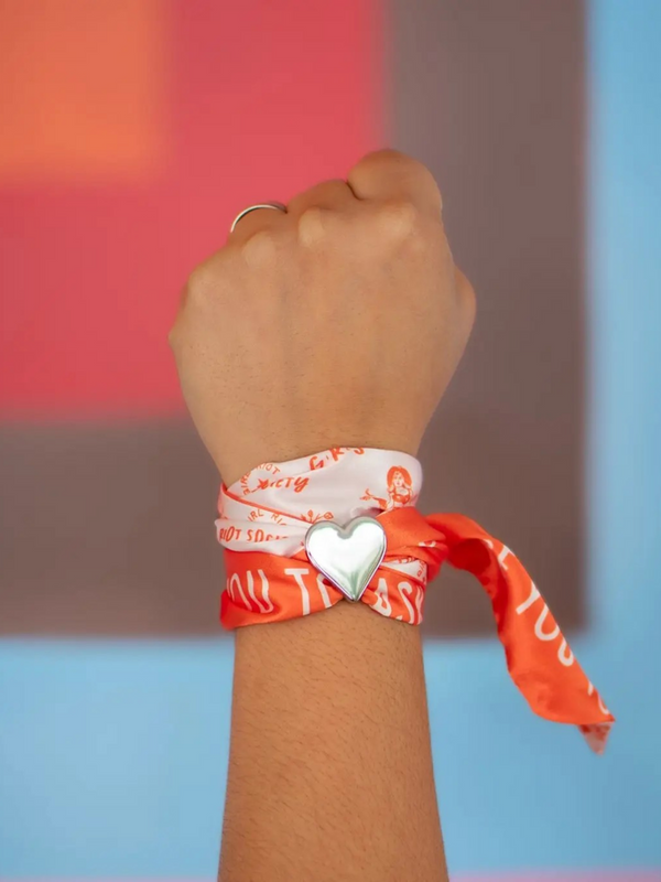 heart bandana slide in silver