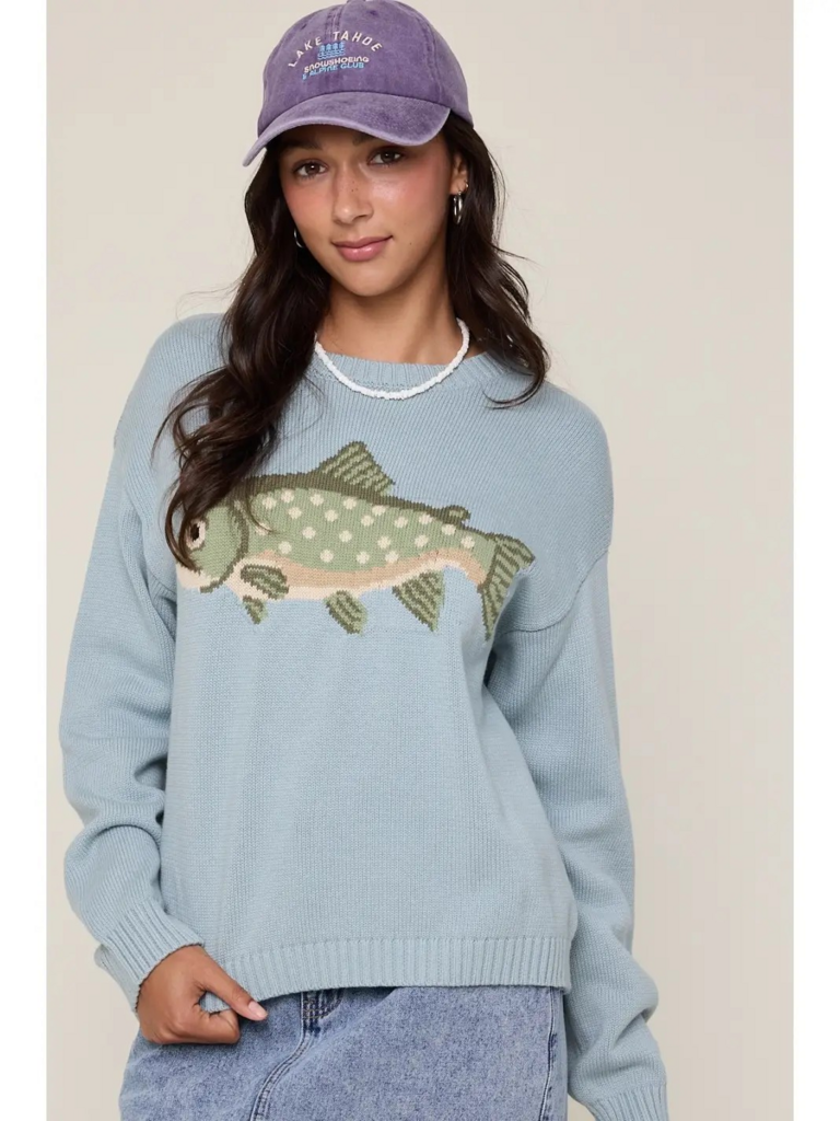 dark sage fish sweater