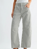 olive stripe barrel jeans