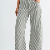 olive stripe barrel jeans