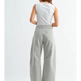 olive stripe barrel jeans
