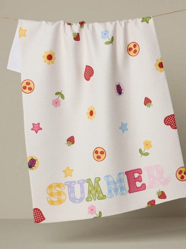 summer alphabet tea towel