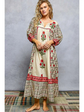 floral flowy maxi dress with round neckline