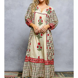 floral flowy maxi dress with round neckline